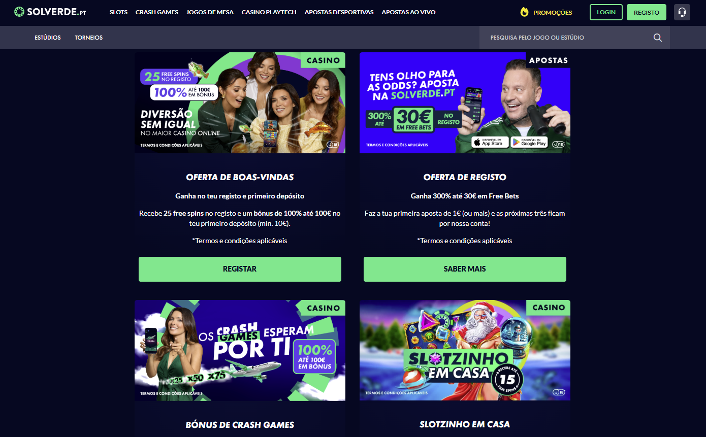 Visuais das campanhas de bónus do Solverde Casino